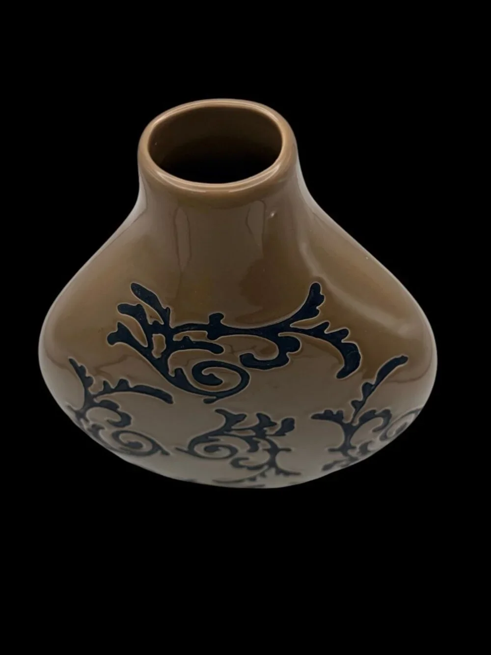 Large Contemporary Brown Ceramic Floor Vase Black Scroll Design 10